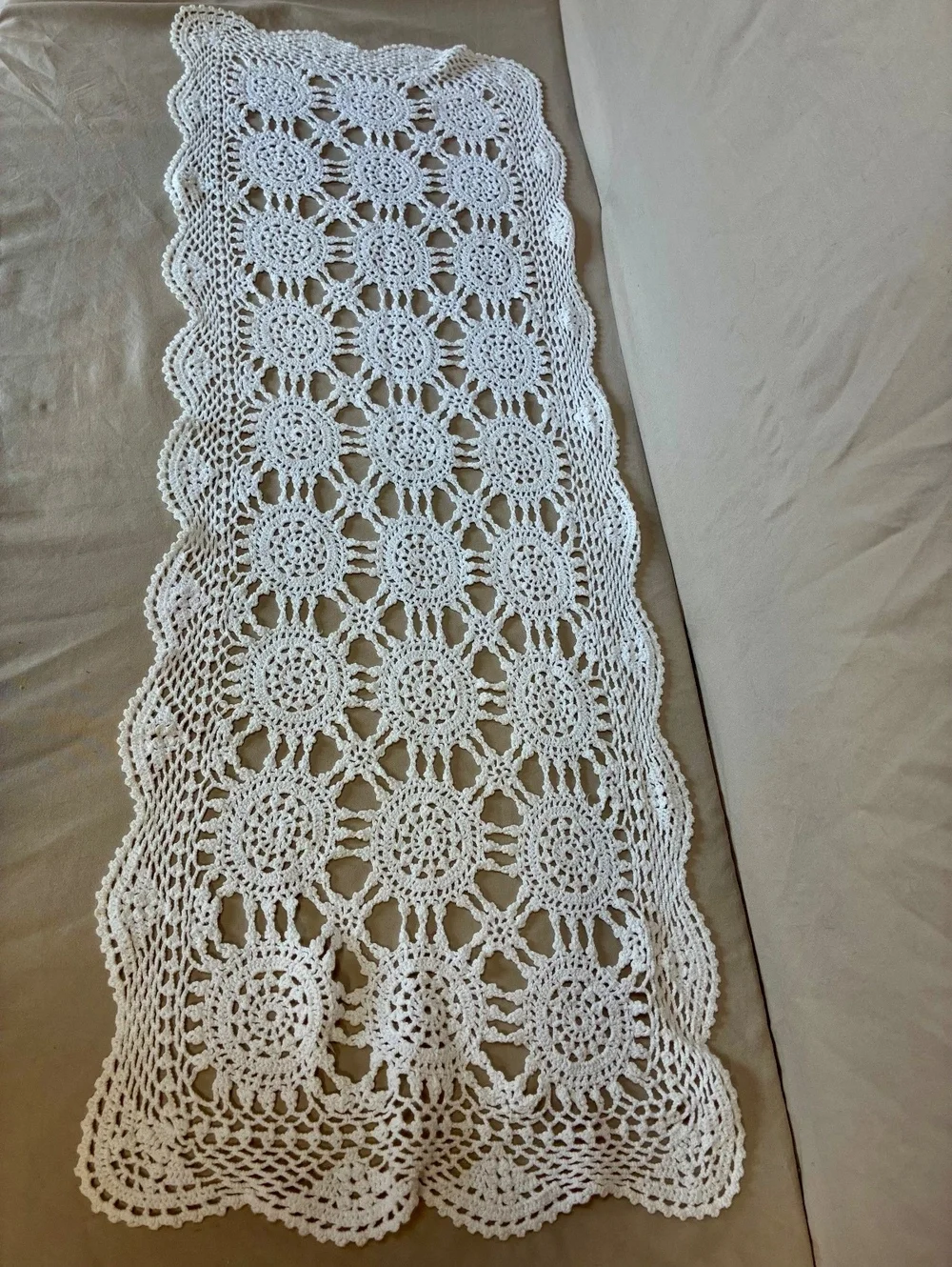White Crocheted Table Runner